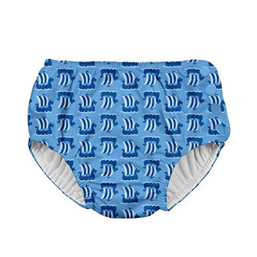 i play. Mix & Match Snap Reusable Absorbent Swimsuit Diaper-Blue Viking Geo Small (3-6mo)