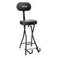 Pyle Seat with Padded Cushion-Heavy-Duty Ergonomic Backrest w/Fold Stand, Foot Rest, Collapsible Design, Holds Acoustic, Electric & Bass Guitars, 300 Lbs Max Load Capacity PYG60