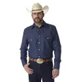 Wrangler Mens Authentic Cowboy Cut Work Western Long-Sleeve Dress-Shirts, Indigo, 14.5 Neck 32 Sleeve US