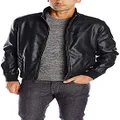 Tommy Hilfiger Mens Smooth Lamb Unfilled Bomber Faux Leather Jackets, Black, Small US