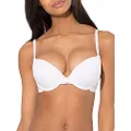 Smart & Sexy Women's Maximum Cleavage Underwire Push Up Bra, Available in Single and 2 Packs!, White with Lace Wings, 34C