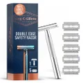 King C. Gillette Double Edge Safety Razor + 5 Razor Blades, 5 Count (Pack of 1)