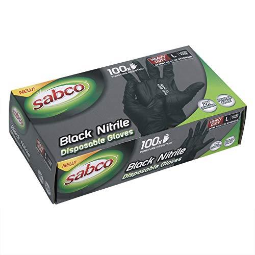 Sabco Black Extra Protection Nitrile Gloves 100 Pack - Large