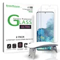 amFilm Ultra Glass Screen Protector for Galaxy S20 (2 Pack), Full Cover (Fingerprint Scanner Compatible) Tempered Glass Film (UV Gel Application) - Samsung Galaxy S20 Screen Protector (2020)