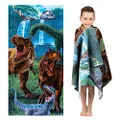 Franco Jurassic World Dominion Blue Velociraptor and Rexy T-Rex Super Soft Cotton Bath/Pool/Beach Towel, 58 Inches x 28 Inches, by Kids (418948)