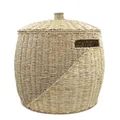 HEQS Kelly Hand Made Storage Basket Big Made from Seagrass Corn Hust, Natural Rattan