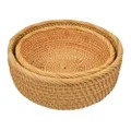 HEQS Kelly Hand Made Round Storage Basket set of 3 Made from Rattan, Natural Rattan