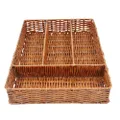 HEQS Kelly Hand Made Storage Basket 4 compartments Made from Rattan, Natural Rattan, 36×28×8 CM