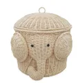 HEQS Kelly Hand Made Storage Basket Made from Rattan, Natural Rattan, Round, Laundry Hamper, Kids Laundry Hamper, 42L×42W×33H CM