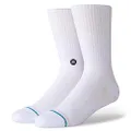 Stance Mens Icon Classic Crew Casual Sock, White, Large-X-Large US