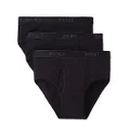 2(X)IST Mens Essential Cotton Fly Front Brief 3-Pack Underwear, Deep Black, 32 US