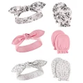 Hudson Baby Baby Girls' Cotton Headband and Scratch Mitten Set, Toile, 0-6 Months