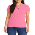 Nautica Women's 3-Button Short Sleeve Breathable 100% Cotton Polo Shirt, Carnation, XX-Large
