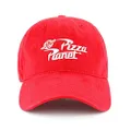 Concept One Mens Disney Pixar Toy Story Pizza Planet Delivery Embroidered Logo Cotton Adjustable with Curved Brim Baseball Cap, Red