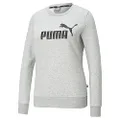 PUMA Women's Essential Logo Crew FL, Light Grey Heather, XS