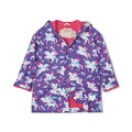 Hatley Girls' Button-up Printed Rain Jacket, Rainbow Winged Unicorns, 12 Years