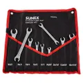 Sunex Tools 9809A Flare Nut Wrench Set, 1/4"x5/16" - 5/8" - 11/16", 9mm x 11mm - 19mm x 21mm, Fully Polished, 9-Piece (Includes Roll-Case), SAE & Metric