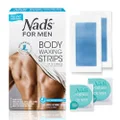 Nad's For Men Ready to Use Body Wax Strips, Wax Strips Men, Mens Hair Removal, Includes 20 Waxing Strips & 2 Post Wax Calming Oil Wipes