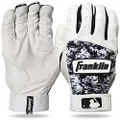 Franklin Sports Adult MLB Digitek Batting Gloves, Adult Medium, Pair, Grey/White/Black Digi