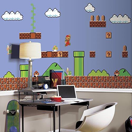 RoomMates JL1331M Super Mario Retro Spray and Stick Removable Wall Mural - 10.5 ft. x 6 ft.