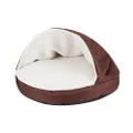 HappyCare Textiles Durable Oxford to Sherpa Pet Cave and Round Pet Bed, 25", with Removable top and Insert