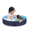 KOPEKS Outdoor Swimming Pool Bathing Tub - Portable Foldable - Ideal for Pets - Large 47" x 12", Blue (Pool-Blue-Large)