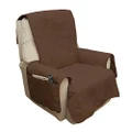 Chair Cover - 100% Waterproof Recliner Cover for Pets - Pet Furniture Cover with Non-Slip Straps and Storage Pockets by PETMAKER (Brown)