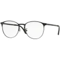 Ray-Ban RX6375 Asian Fit Round Metal Eyeglass Frames Non Polarized Prescription Eyewear, Black Top On Matte Black/Demo Lens, 55 mm