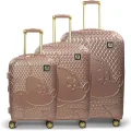 Disney Minnie Mouse Textured Hardside Rolling Luggage 3 Piece Set, Rose Gold, 74 cm/64 cm/54 cm