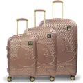 Disney Minnie Mouse Textured Hardside Rolling Luggage 3 Piece Set, Rose Gold, 74 cm/64 cm/54 cm