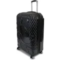 Disney Mickey Mouse Textured Hardside Rolling Luggage, Black, Small, 54 cm