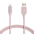 Amazon Basics iPhone Charger Cable, Nylon USB-A to Lightning, MFi Certified, for Apple iPhone 14 13 12 11 X Xs Pro, Pro Max, Plus, iPad, 10,000 Bend Lifespan, Rose Gold, 1.83m