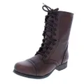 Steve Madden Women's Troopa 2.0 Combat Boot, Brown Leather, 7.5 US