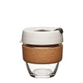 KeepCup Brew Cork | Reusable Tempered Glass Coffee Cup | Travel Mug with Splash Proof Lid, Recovered Cork Band, BPA & BPS Free | Small 8oz/227ml |Filter