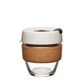 KeepCup Brew Cork | Reusable Tempered Glass Coffee Cup | Travel Mug with Splash Proof Lid, Recovered Cork Band, BPA & BPS Free | Small 8oz/227ml |Filter