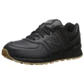 New Balance KL574P Leather Pack Running Shoe (Little Kid), Black, 3 M US Little Kid