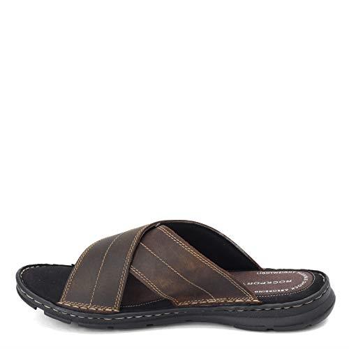 Rockport Men's Darwyn Xband Slide Sandal, Brown Ii Leather, 10