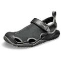 Crocs Men's Swiftwater Mesh Deck Sandal, Black, US 12