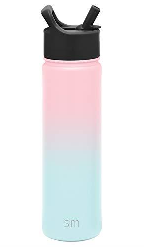 Simple Modern 650mL Summit Water Bottle with Straw Lid - Gifts for Kids Travel Hydro Vacuum Insulated Flask Double Wall Liter - 18/8 Stainless Steel Ombre: Sweet Taffy