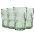 Bormioli Rocco Romantic Set of 4 Tumbler Glasses, 11.5 Oz. Colored Crystal Glass, Pastel Green, Made in Italy.