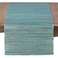 SARO LIFESTYLE Melaya Collection Shimmering Woven Nubby Water Hyacinth Table Runner, 14" x 90", Turquoise