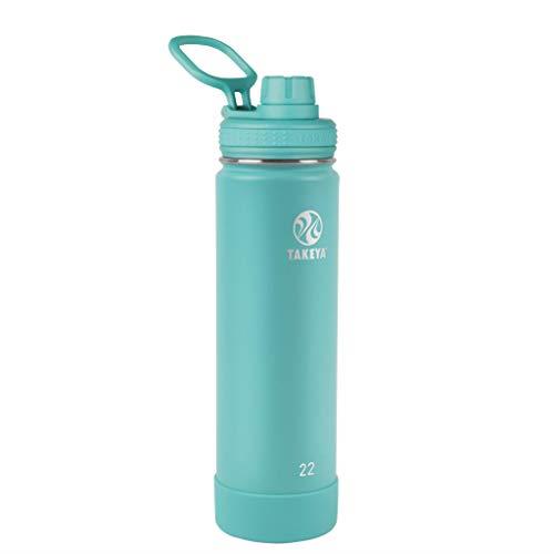 Takeya Actives Insulated Stainless Steel Water Bottle with Spout Lid, 22 Ounce, Teal