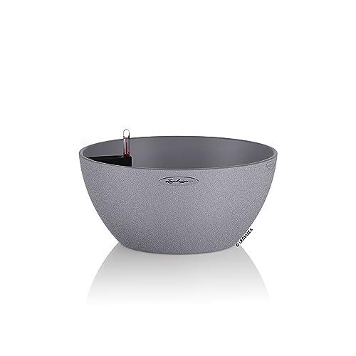 Lechuza Cubeto Color 40 All-in-One Bowl Shape Planter, Stone Grey