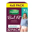 Depend Real Fit Incontinence Underwear Super Women X-Large 32 Count (4 x 8 Pack) - Packaging May Vary