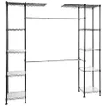 Amazon Basics Expandable Metal Hanging Storage Organizer Rack Wardrobe with Shelves, 35.56"-160.02" x 147.32"-182.88" cm, Black
