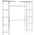 Amazon Basics Expandable Metal Hanging Storage Organizer Rack Wardrobe with Shelves, 0.36m-1.6m x 1.47m-1.83m, Chrome