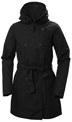 Helly Hansen Women's Welsey II Waterproof Windproof Breathable Hooded Insulated Rain Trench Coat Jacket, 990 Black, Medium