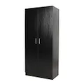 HEQS Redfern 2 Door Combo Wardrobe, Black, Storage, Bedroom Furniture