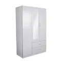 HEQS Redfern 3 Door 2 Drawers Wardrobe with Mirror, White, Storage, Bedroom Furniture