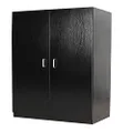 HEQS Redfern 2 Door Pantry Wardrobe, Black, Melamine Laminate Board, Shelves, Bedroom Furniture